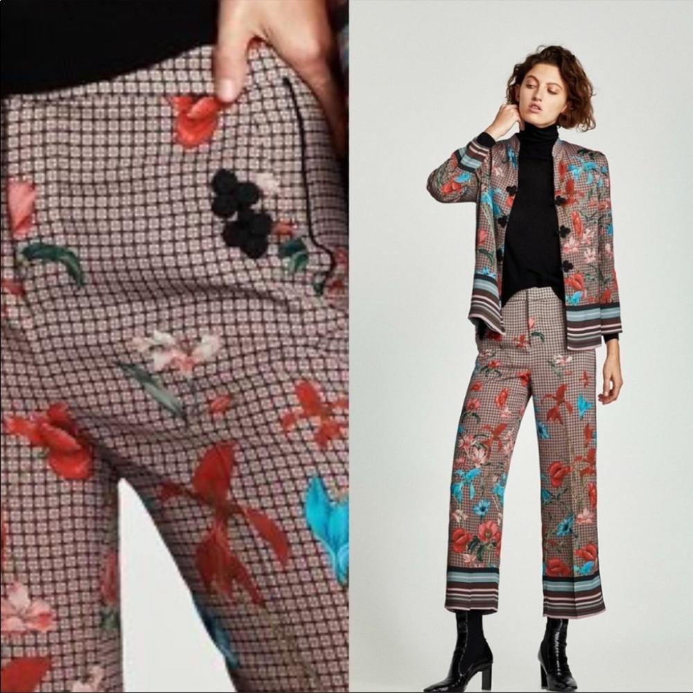 Checkered Floral Pants